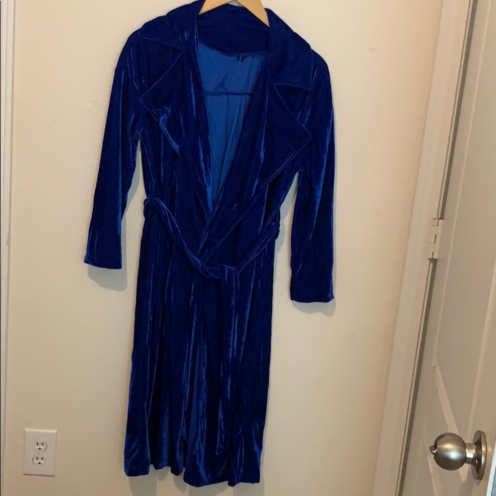 Royal blue velvet house coat/jacket new